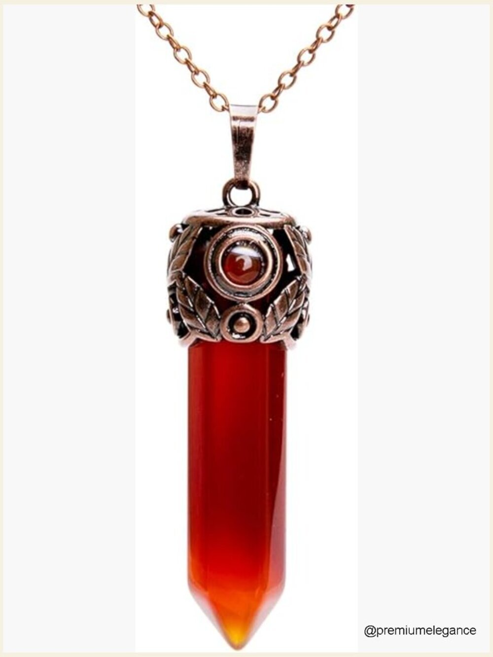Vintage Brass Hexagonal Chakra Crystal Quartz Pendant Necklace 19 inch